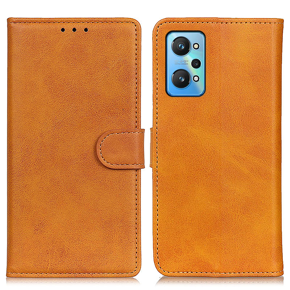 

PU Leder Anti-kratzer-schutzabdeckung Fall-proof Mobile Hülle Mit Stand Wallet Card Slots Für Realme GT Neo2 5G/GT Neo 3T 5G - Braun, Realme GT Neo2 5G