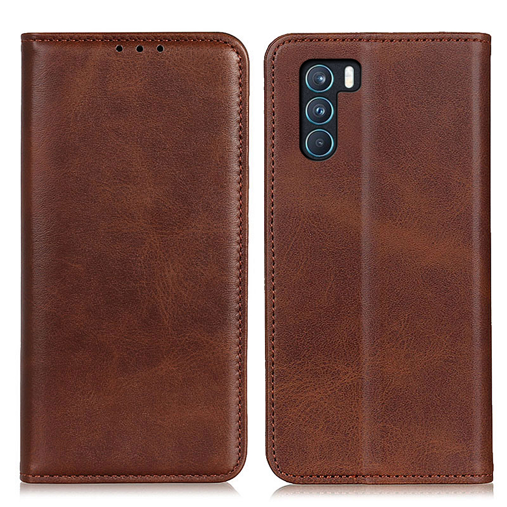

Standbuchdesign Elegant Split Leder Brieftasche Flip Magnetic Auto-absorbiertes Schocksicheres Schutzschutz Für Oppo K9 Pro - Kaffee, Oppo K9 Pro