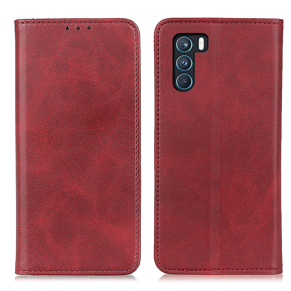 

Standbuchdesign Elegant Split Leder Brieftasche Flip Magnetic Auto-absorbiertes Schocksicheres Schutzschutz Für Oppo K9 Pro - Rot, Oppo K9 Pro