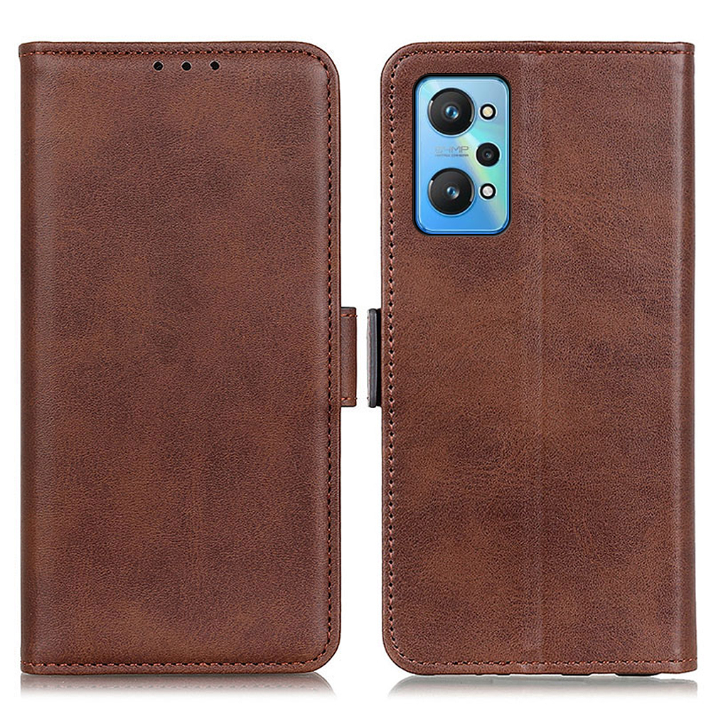 

Stoßpuffer Seite Magnetic Clasp PU Leder Brieftasche Hülle Telefonschale Für Realme GT Neo2 5G/GT Neo 3T 5G - Kaffee, Realme GT Neo2 5G