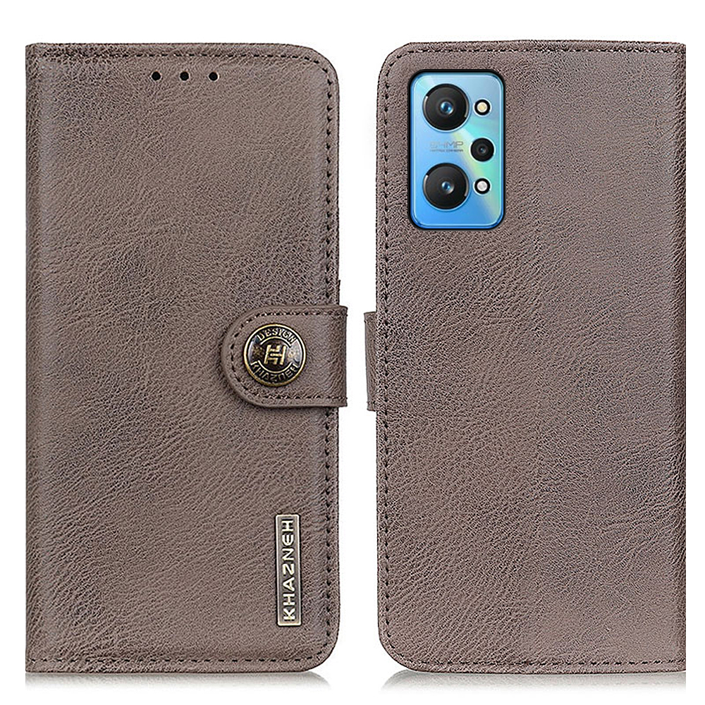 

Khazneh Standfunktion Folio Flip Magnetic Premium PU Leder Brieftasche Telefonabdeckung Für Realme GT Neo2 5G/GT Neo 3T 5G - Khaki, Realme GT Neo2 5G