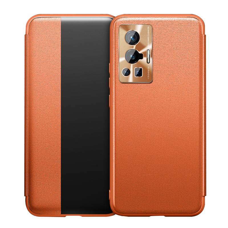 

Smart View Window Flip Cover PU Leder Ganzkörperschutzgehäuse Für Vivo X70 Pro - Orange, vivo X70 Pro