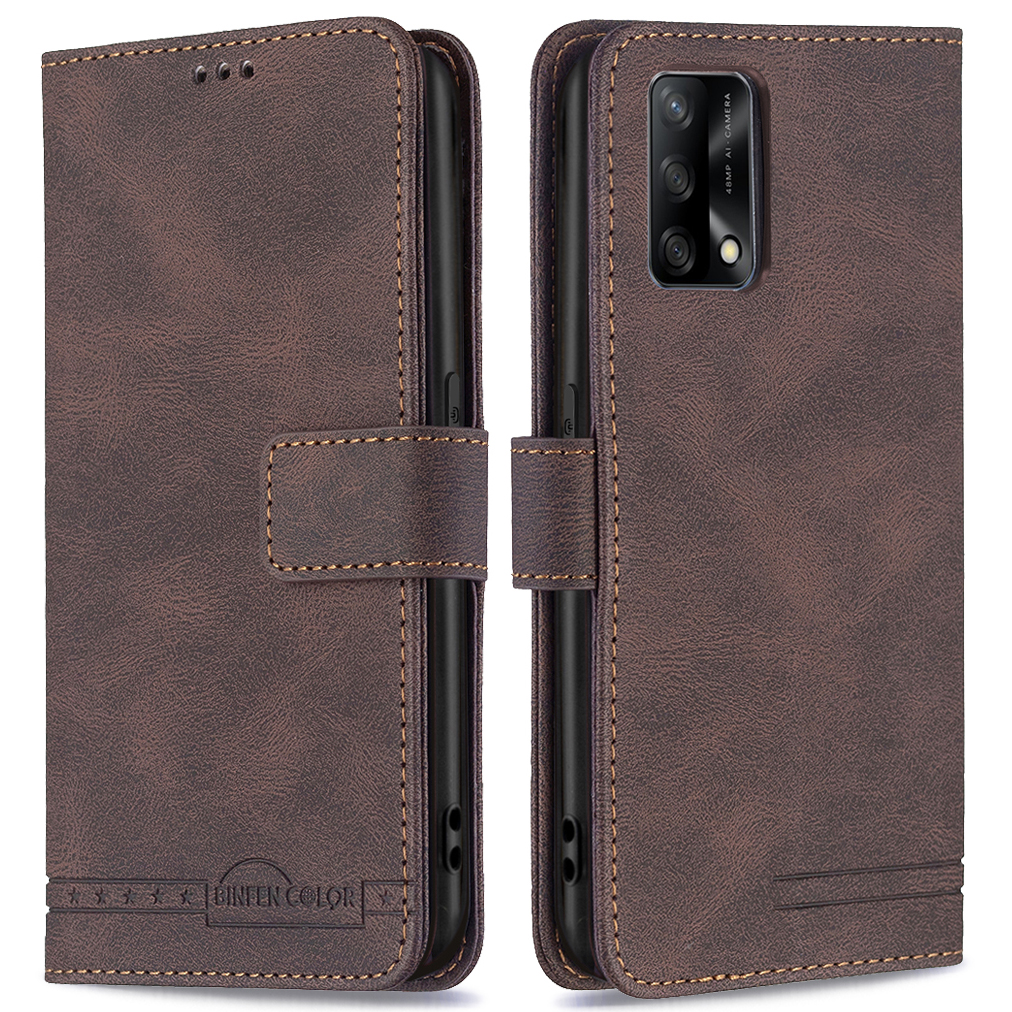 

Binfen Farbe Telefongehäuse Flip Design RFID Blockierung Tropfenbeständige Lederstätte Brieftasche Telefonabdeckung Protector Für Oppo A74 4G / Oppo F19. - Braun, Oppo F19