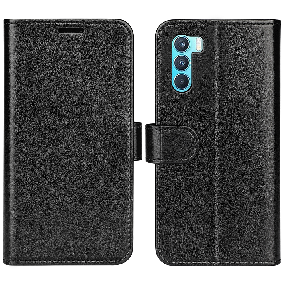 

Folio Flip Crazy Horse Textur Kratzfestes Leder Telefonabdeckung Brieftasche Stand Shell Für Oppo K9 Pro - Schwarz, Oppo K9 Pro