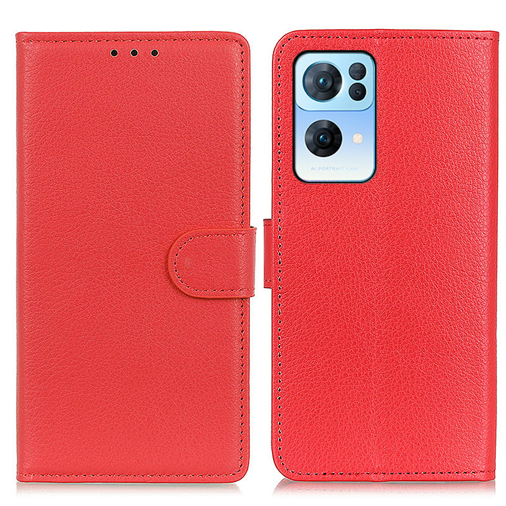 

Litchi Texture Phone Bag Bag Case-aproof Torof + pu Leather Téléphone Boot Téléphone Téléphone Pour Oppo Reno7 Pro 5G - Rouge, Oppo Other OPPO Models