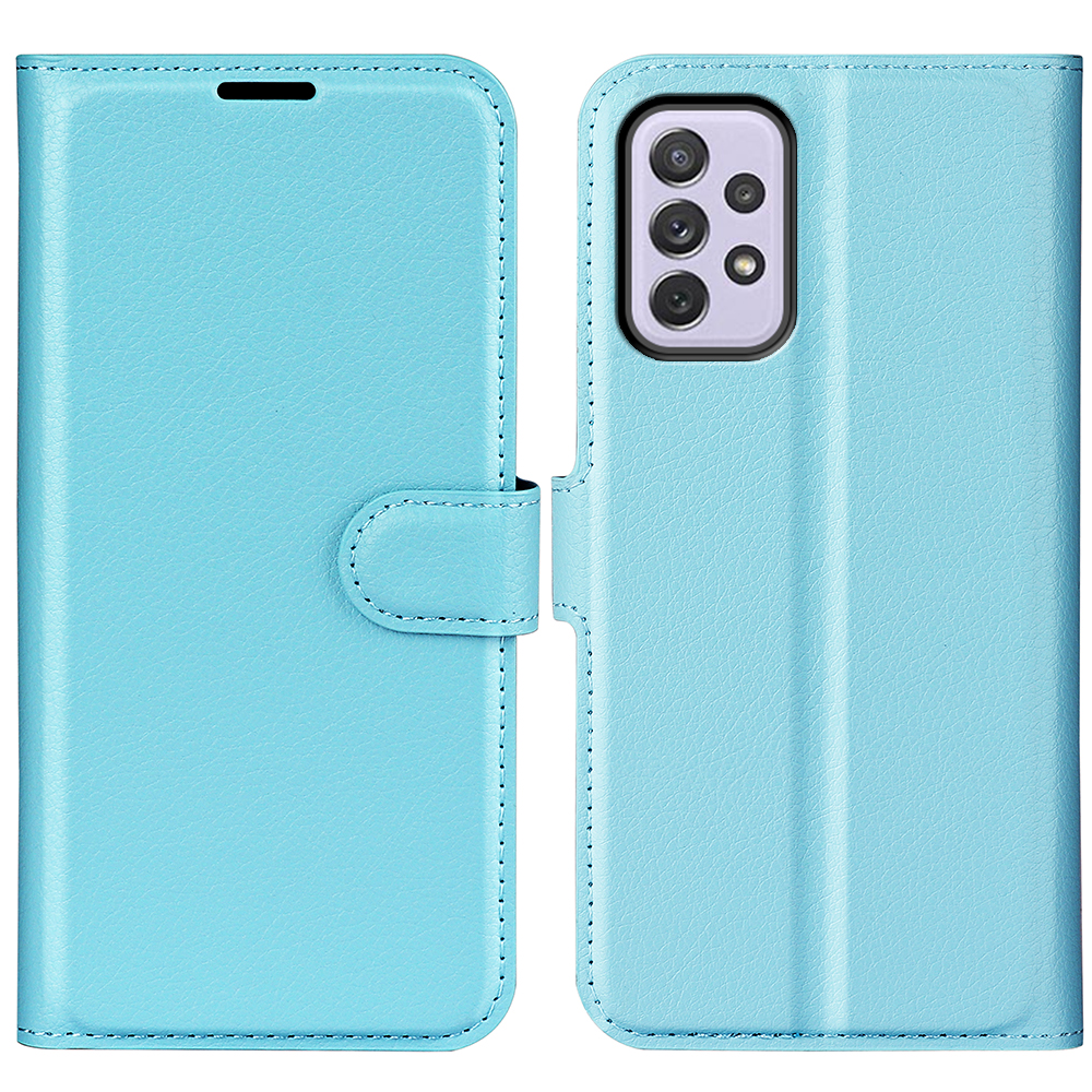 

Litchi Texture PU Leather Full Body Protective Folio Flip Stand Wallet Case Shockproof TPU Inner Cover for Samsung Galaxy A73 5G - Blue, Samsung Galaxy A73 5G