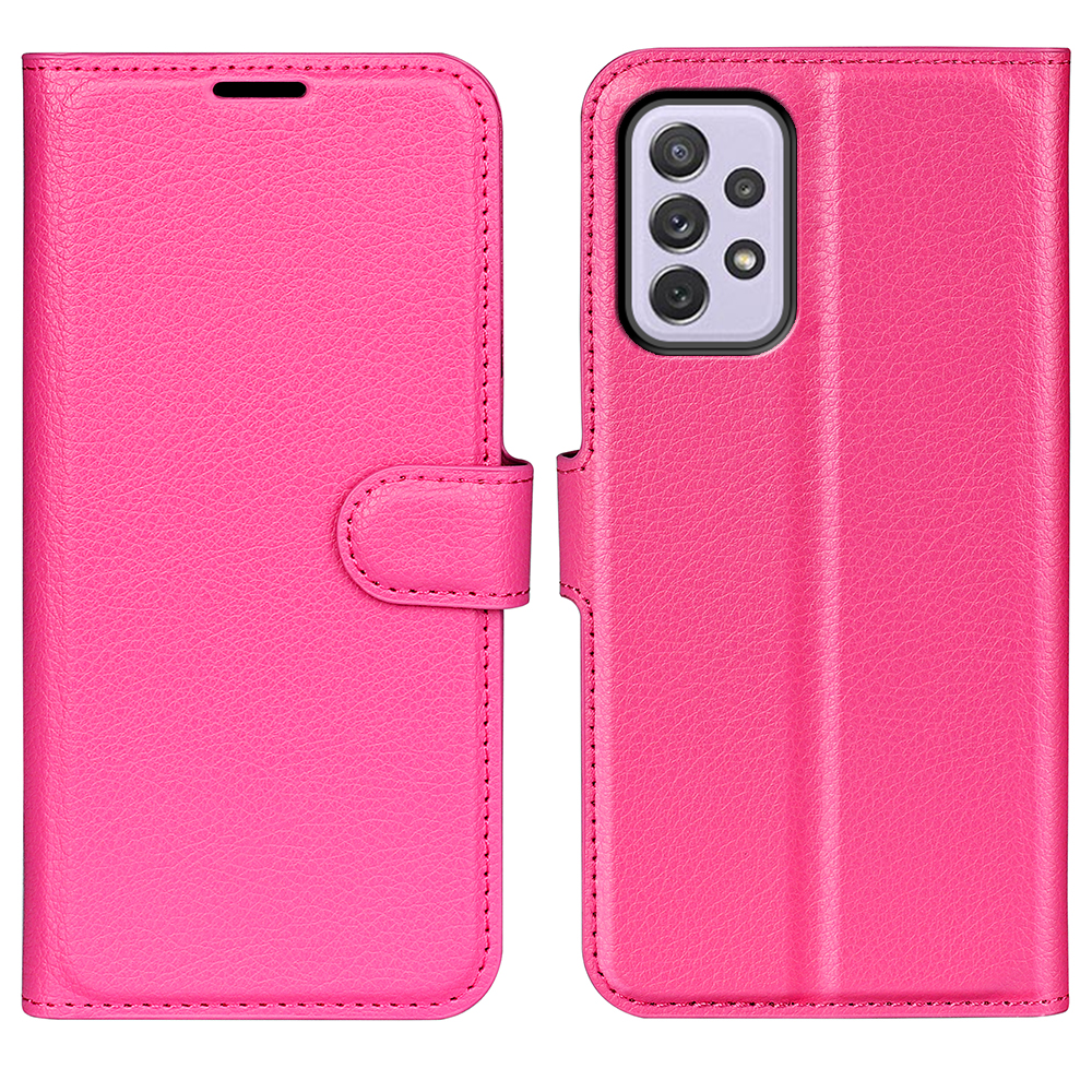 

Litchi Texture PU Leather Full Body Protective Folio Flip Stand Wallet Case Shockproof TPU Inner Cover for Samsung Galaxy A73 5G - Rose, Samsung Galaxy A73 5G