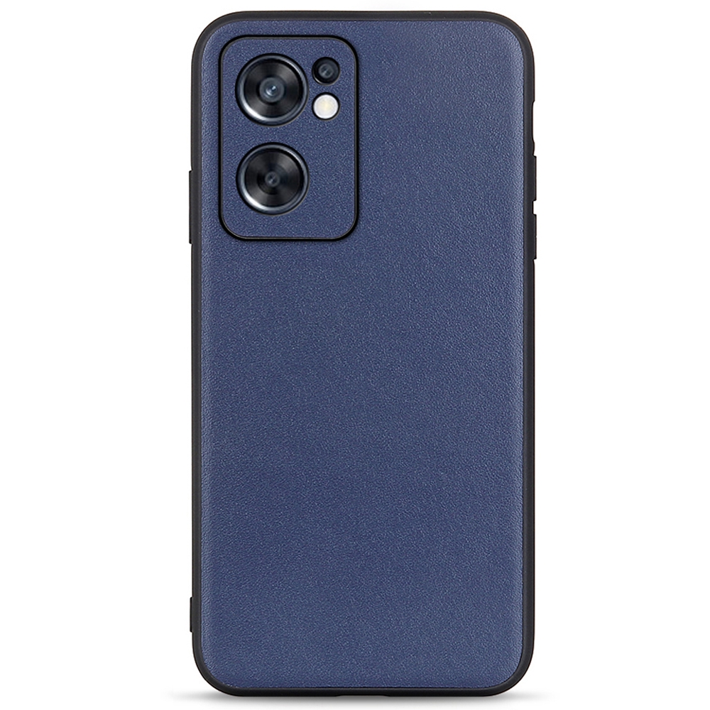 

Textured Anti-Scratch Lightweight Echtleder Beschichtete Harte PC + Weiche TPU-Telefonkoffer Für Oppo Reno7 SE 5G - Blau, Oppo Reno7 SE 5G