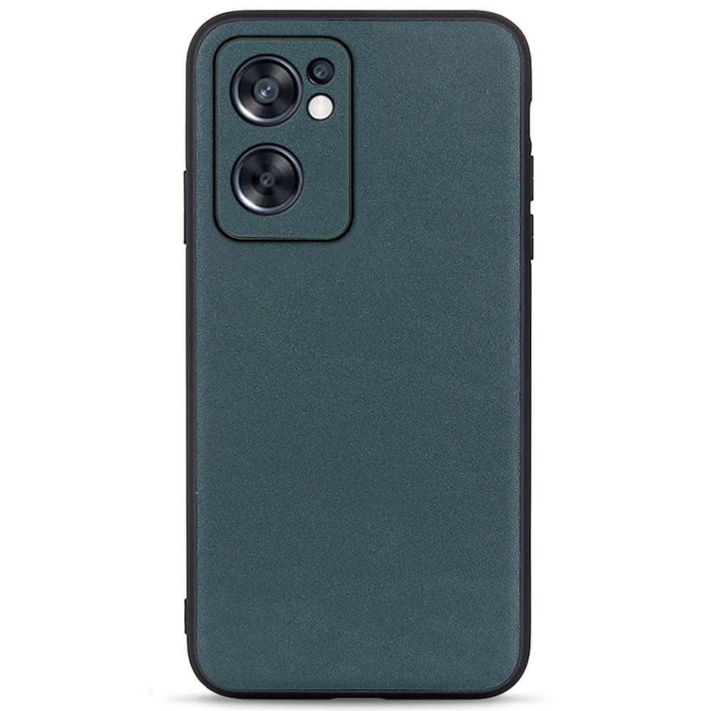 

Textured Anti-Scratch Lightweight Echtleder Beschichtete Harte PC + Weiche TPU-Telefonkoffer Für Oppo Reno7 SE 5G - Grün, Oppo Reno7 SE 5G