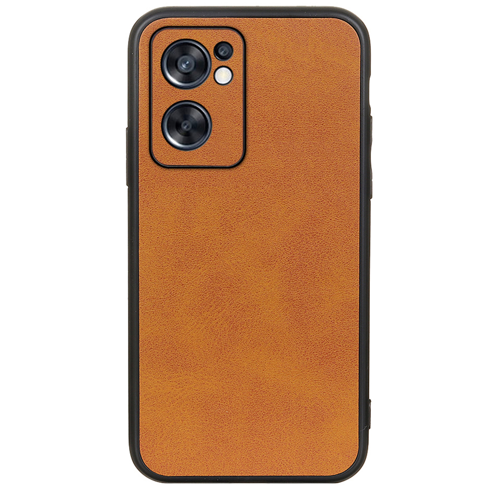 

PU Lederbeschichtete PC + TPU Strukturiertes Drop-sof-schutzmobiltasche Für Oppo Reno7 SE 5G - Braun, Oppo Reno7 SE 5G
