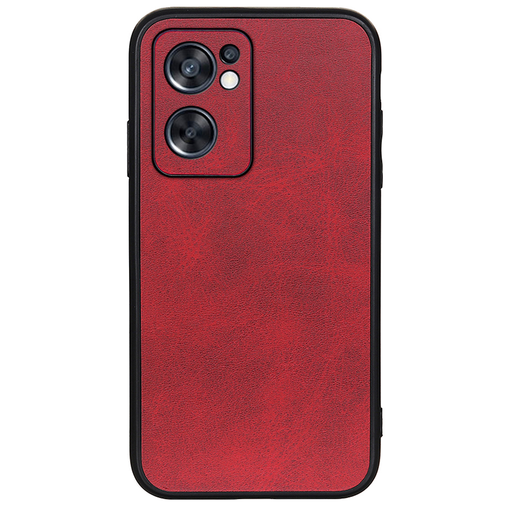 

PU Lederbeschichtete PC + TPU Strukturiertes Drop-sof-schutzmobiltasche Für Oppo Reno7 SE 5G - Rot, Oppo Reno7 SE 5G