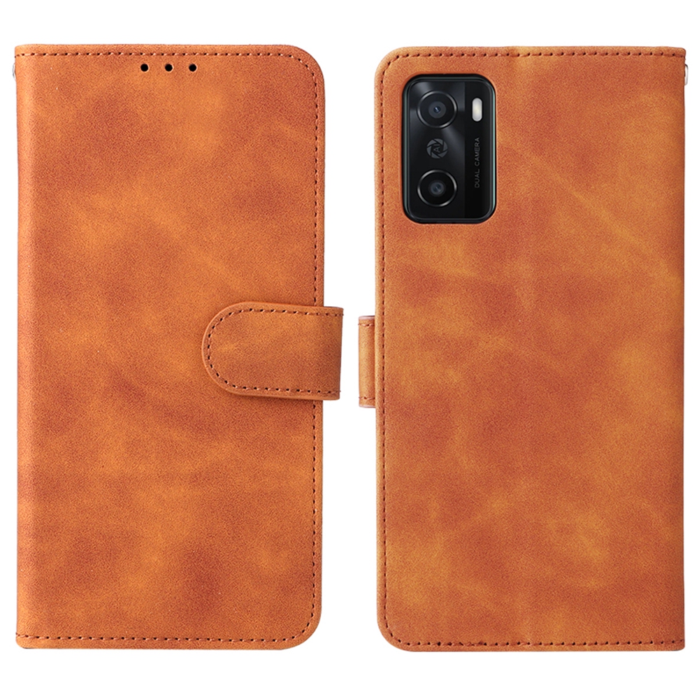 

Skin-touch Feel PU Leder + TPU Folio Flip Wallet Stand Telefonabdeckung Hülle Für Oppo A55s 5g - Braun, Oppo A55s 5G