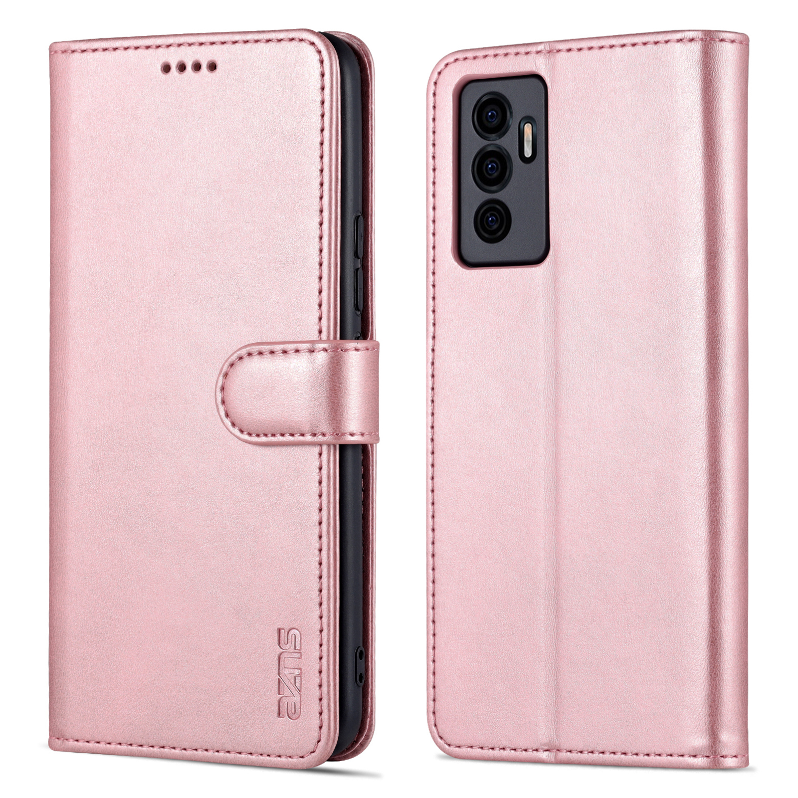 

Azns Ganzkörperschmutz Pu-Ledewallet-Stand-Schmutz / V23E 4G - Rosengold., vivo S10e 5G