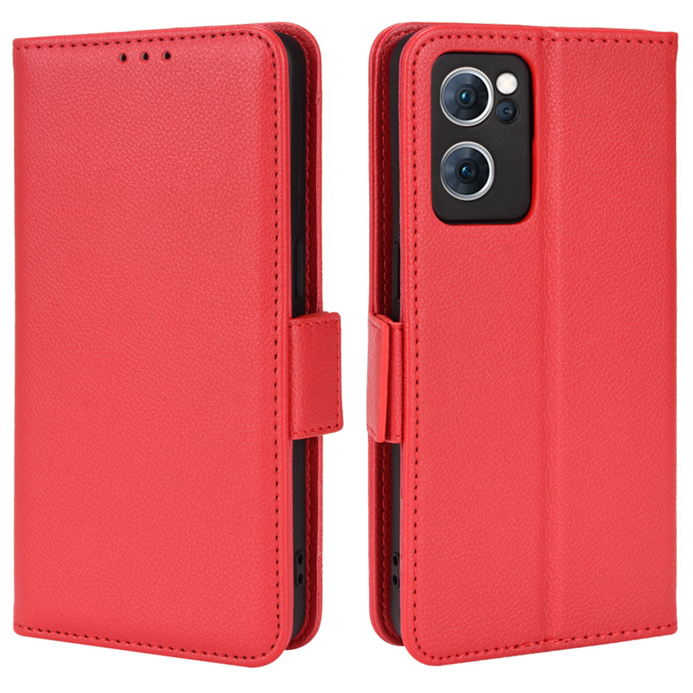 

Litchi Textur PU Leder Schutzhülle Wallet Wallet Volle Schutz Telefonhülle Für Oppo Reno7 5G (China) - Rot, Oppo Reno7 5G (China)