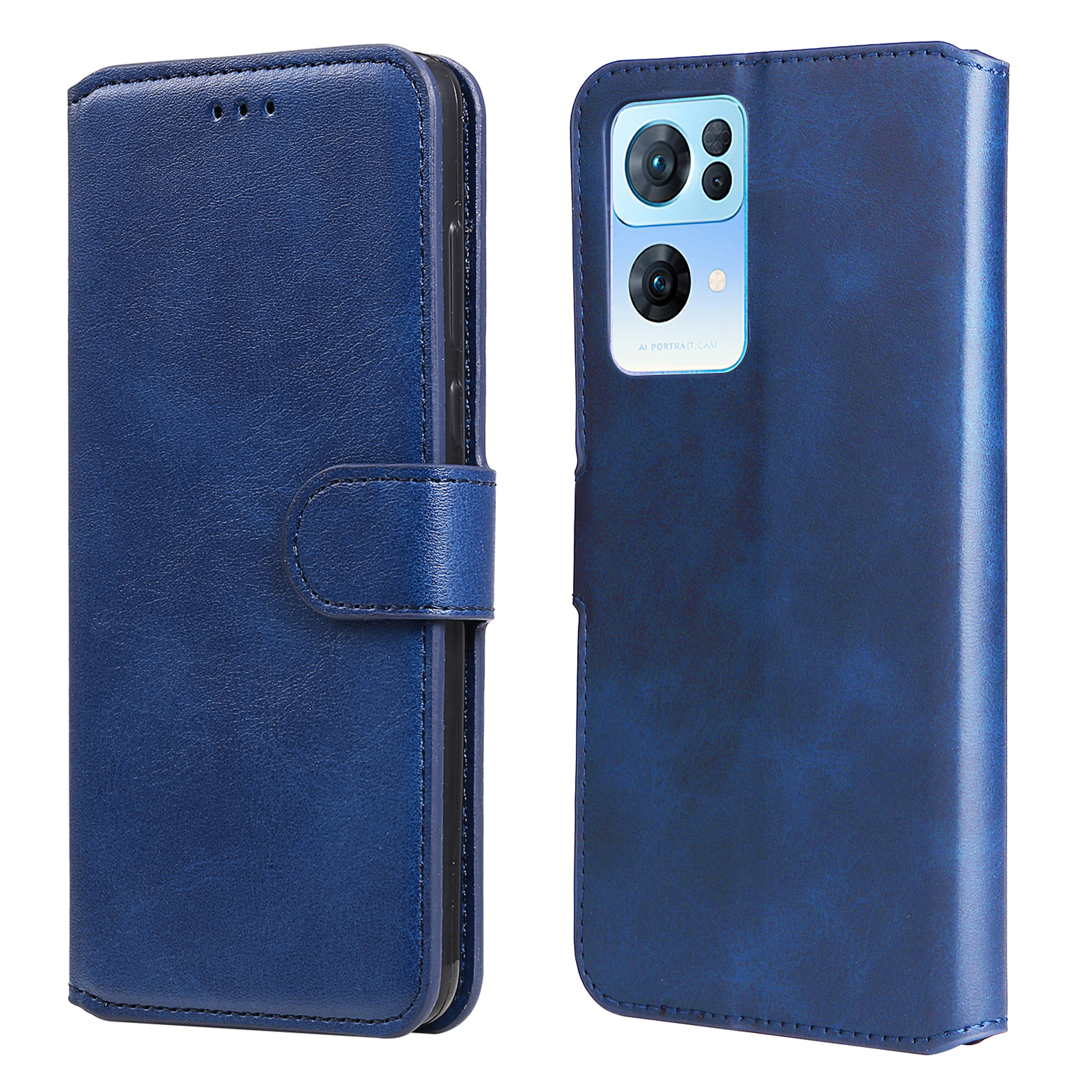 

Faltbares Stand PU Leder Anti-drop Folio Flip Wallet Cover Telefonhülle Für Oppo Reno7 Pro 5g - Blau, Oppo Reno7 Pro 5G