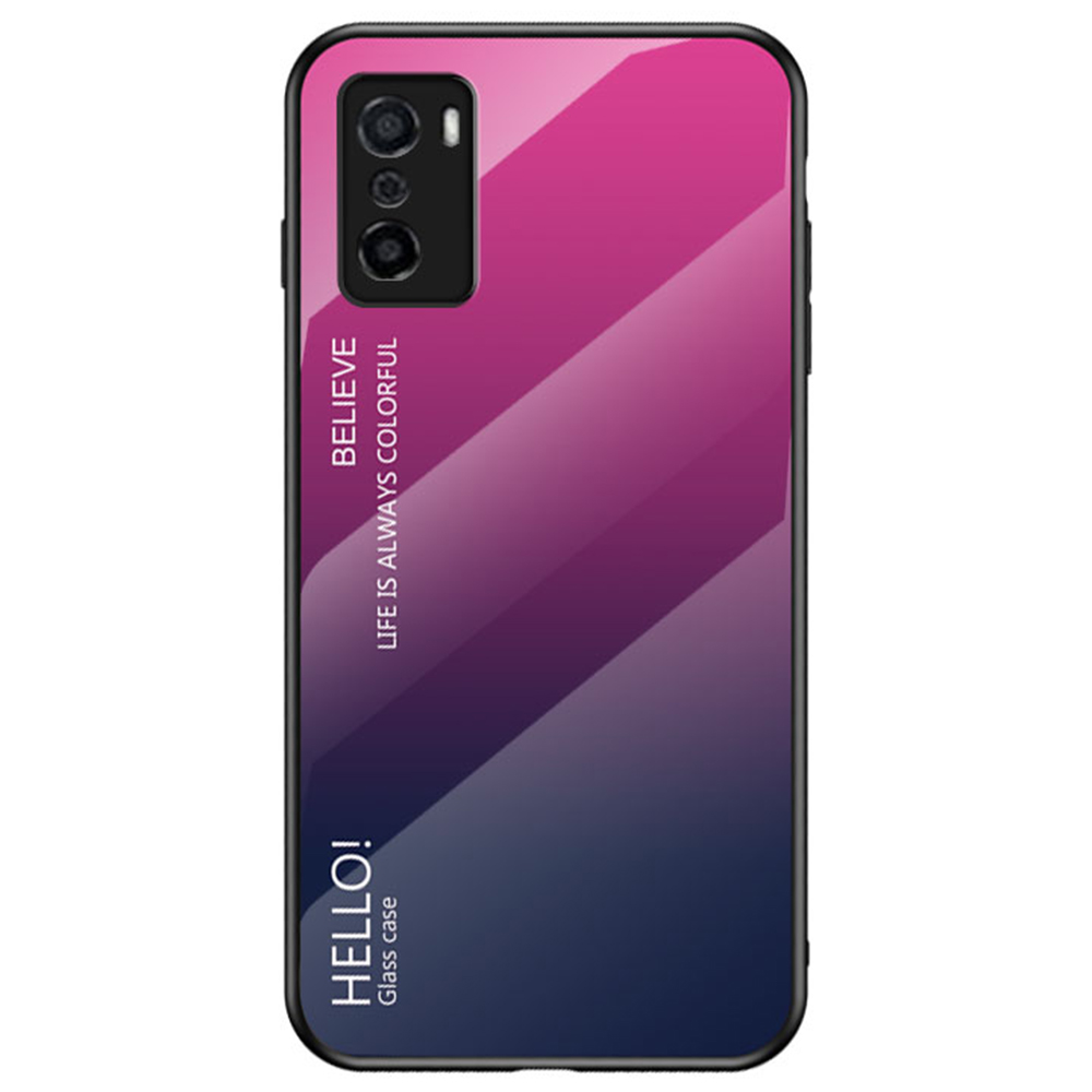 

Anti-Scratch-klare Gradienten Gehärtetes Glas + PC-Rücken + TPU-Rahmenschutz Telefon Fall Für Oppo A55s - Gradient Rose., Oppo A55s 5G