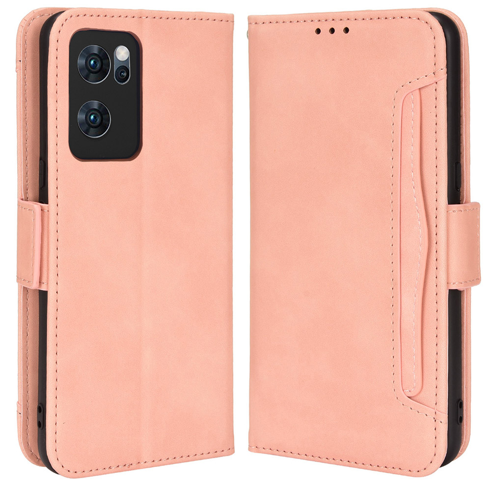 

Pour Oppo Reno7 5G (chine) Portefeuille Front Card Slot Anti-drop PU Leather + TPU Téléphone Avec Support - Rose, Oppo Oppo Reno7 5G
