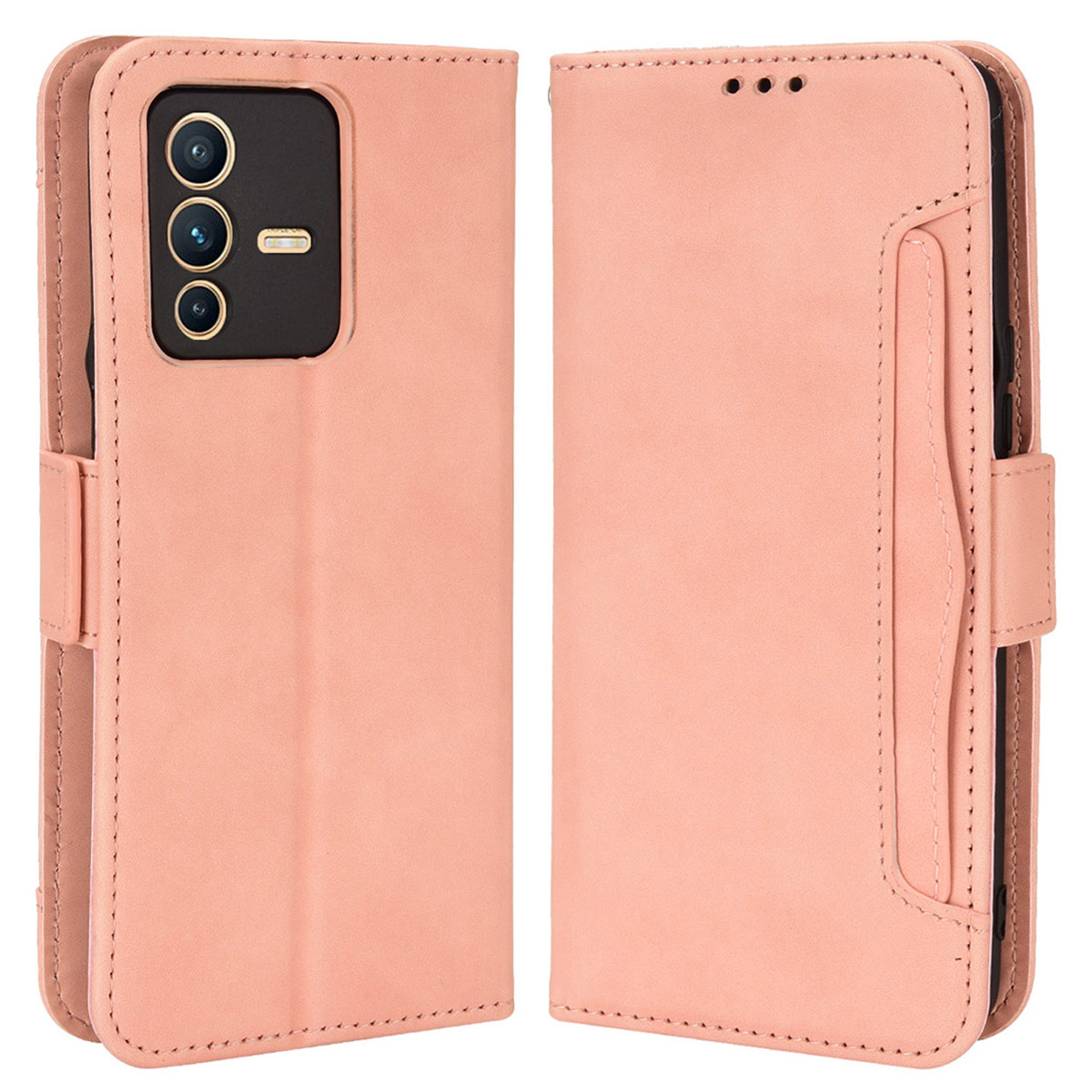 

Pour Vivo S12 Pro / V23 Pro Multi-cartes à Cartes de Portefeuille Portefeuille Téléle - Rose, vivo vivo S12 Pro