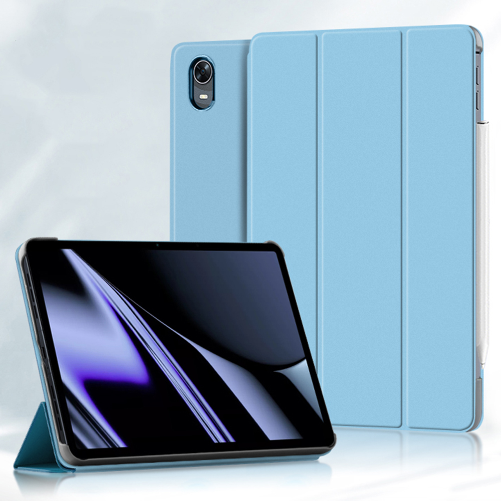 

Pour Oppo Pad Tri-fold Stand pu Leather + TPU Protection All-round Protection Tablet Cover Cover - Bleu