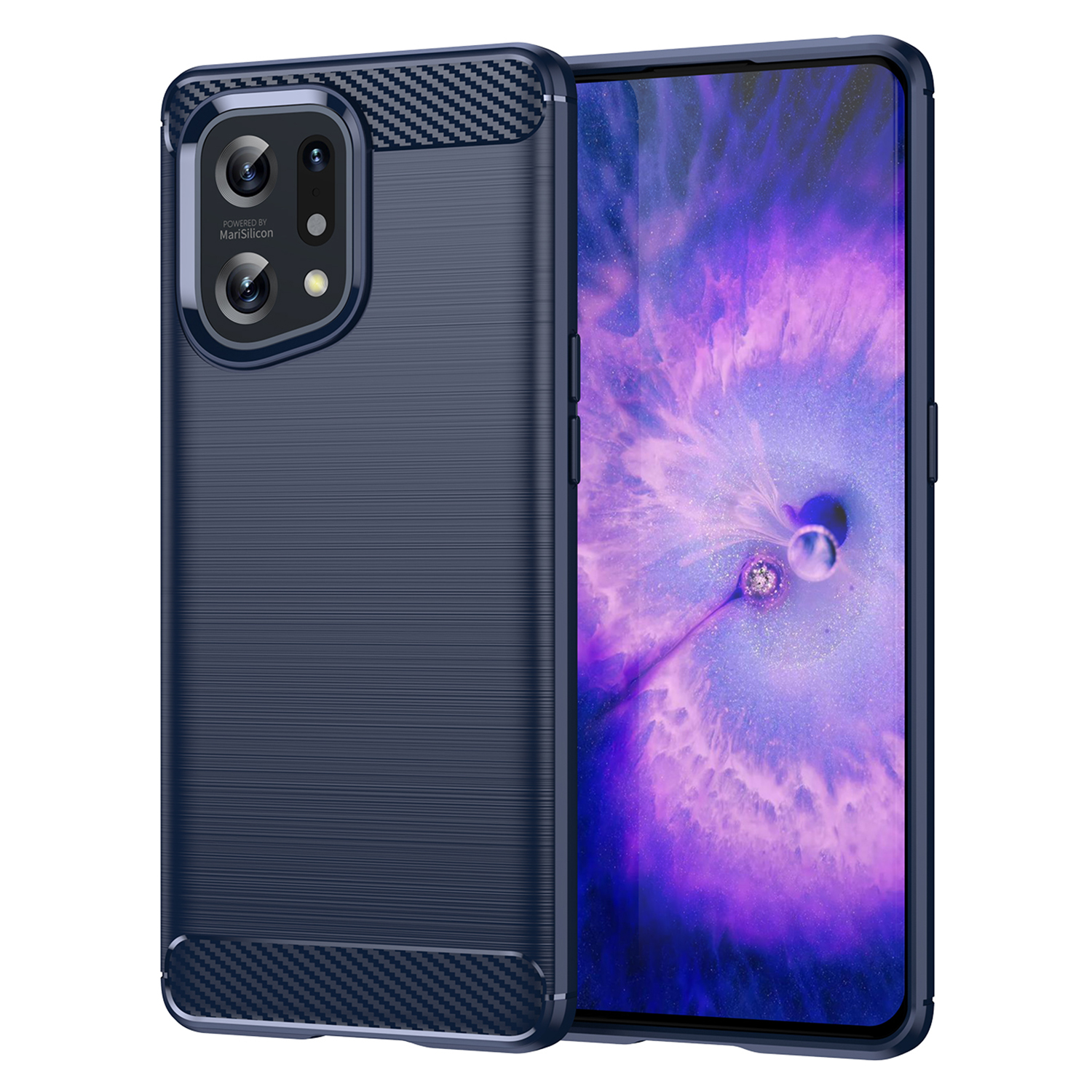 

Für Oppo Finden Sie X5 Carbonfaser Textur 1,8 mm Gebürstete Oberflächenhülle Hülle Anti-kratzer-tpu-rückzugabdeckung - Blau, Oppo Find X5