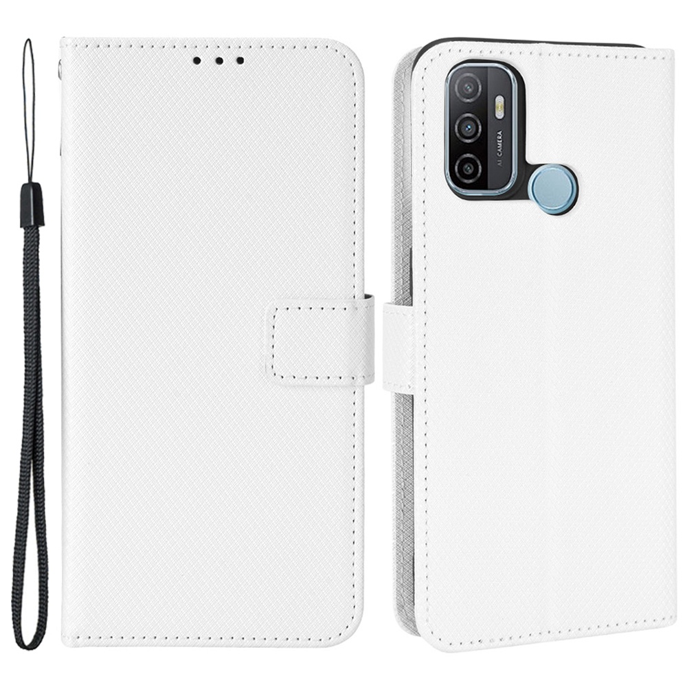 

Pour Oppo A53 (2020) / A32 (2020) / A53s / A33 (2020) Texture Diamond Stand Téléphone Téléphone Socle de Porte - Blanche, Oppo Oppo A53(2020)