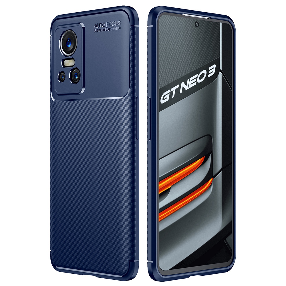 

Für Realme GT Neo3 Carbonfaser Textur Tpu-schutzabdeckung Anti-fall-telefonhülle - Blau, Realme GT Neo3