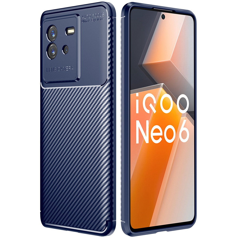 

Für Vivo Iqoo Neo6 Carbonfaser Textur TPU -schutzabdeckung Kratzerfest - Blau, vivo iQOO Neo6 5G