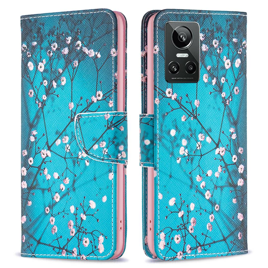 

BF Muster Druckleder Serie-1 Für Realme GT Neo3 PU Lederständer Feature Flip Case Muster Gedruckter Brieftaschenstil Cover - Pflaumenblüte, Realme GT Neo3