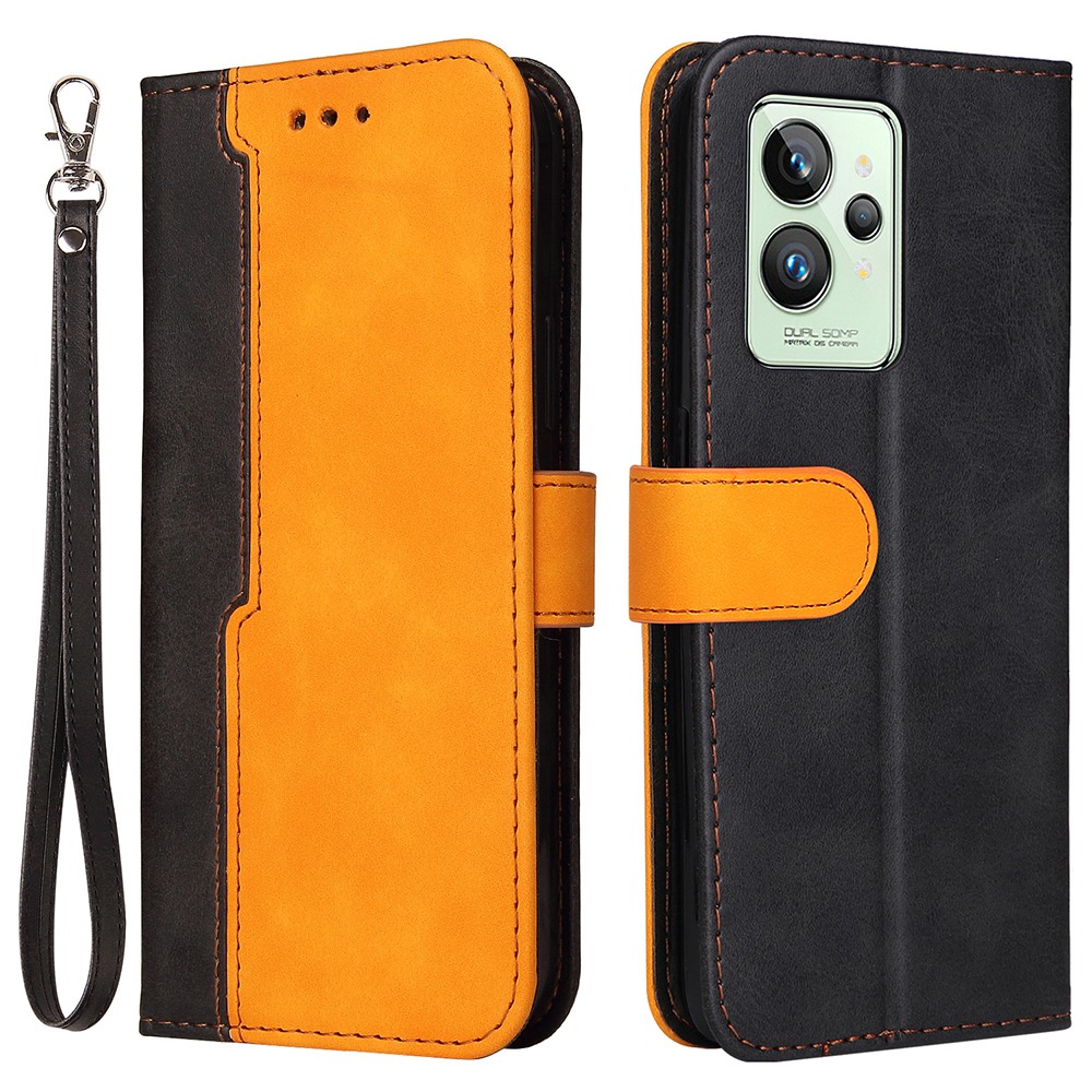 

Für Realme GT2 Pro-Schutztelefonabdeckung, Mit Zweifarbigem Spleiß-Magnetverschluss PU-Ledertasche Mit Stand-Wallet - Orange, Realme GT2 Pro