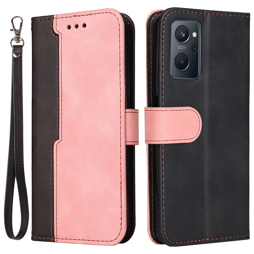 

Für Realme 9i/Oppo A36/Oppo A76 Dual-color-spleißen PU Leder Folio Flip-schutzhülle Mit Standbrieftasche - Rosa, Realme 9i 4G