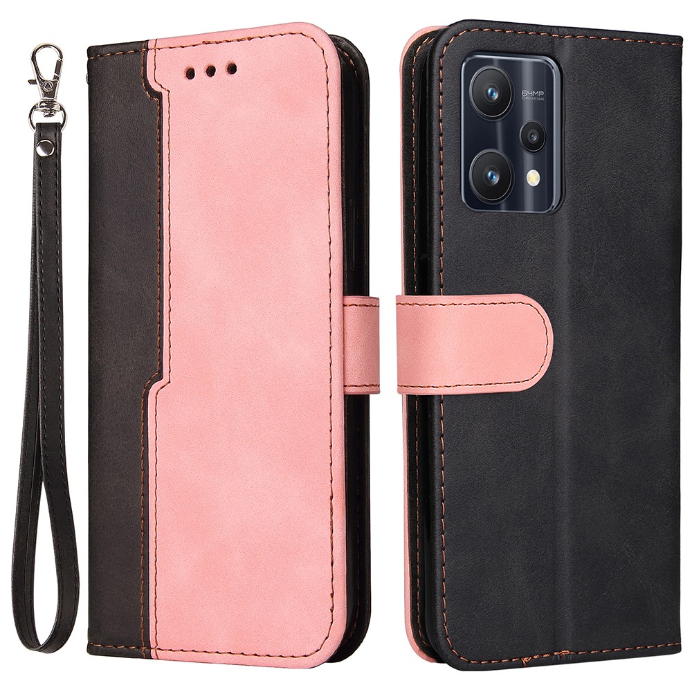 

Für Realme 9 Pro/V25 Dual-color-spleißmagnetverschluss PU Leder-schutzhahnabdeckung Mit Standbrieftasche - Rosa, Realme 9 Pro 5G