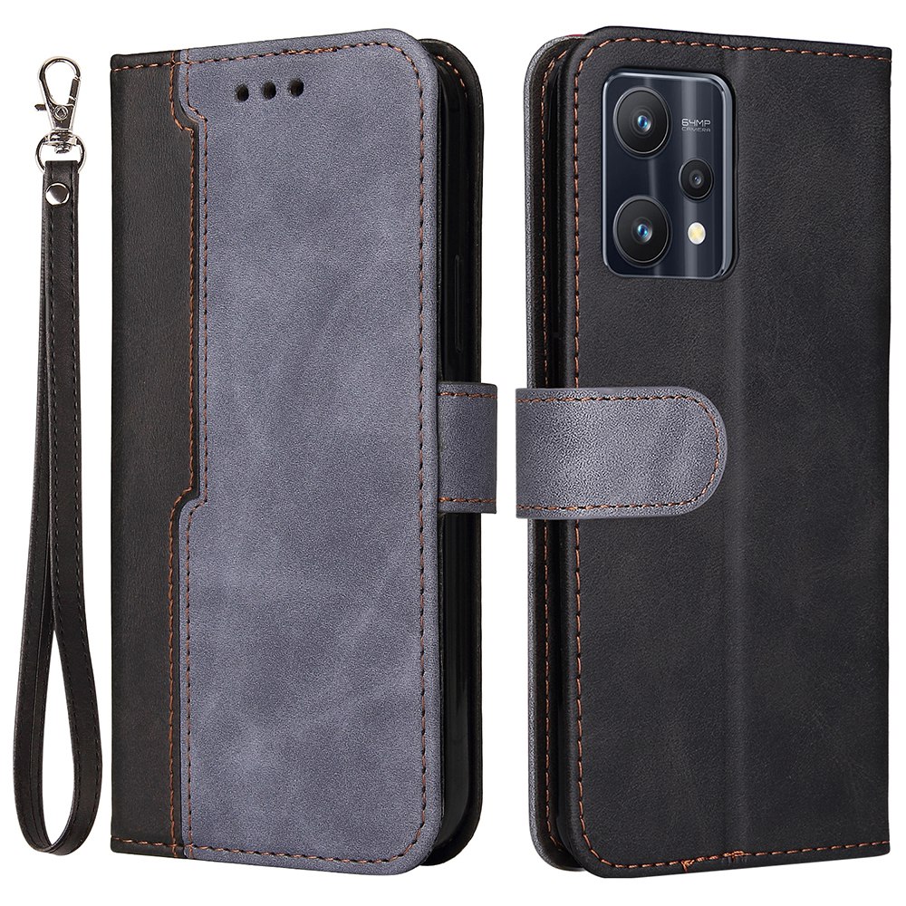 

Für Realme 9 Pro/V25 Dual-color-spleißmagnetverschluss PU Leder-schutzhahnabdeckung Mit Standbrieftasche - Grau, Realme 9 Pro 5G