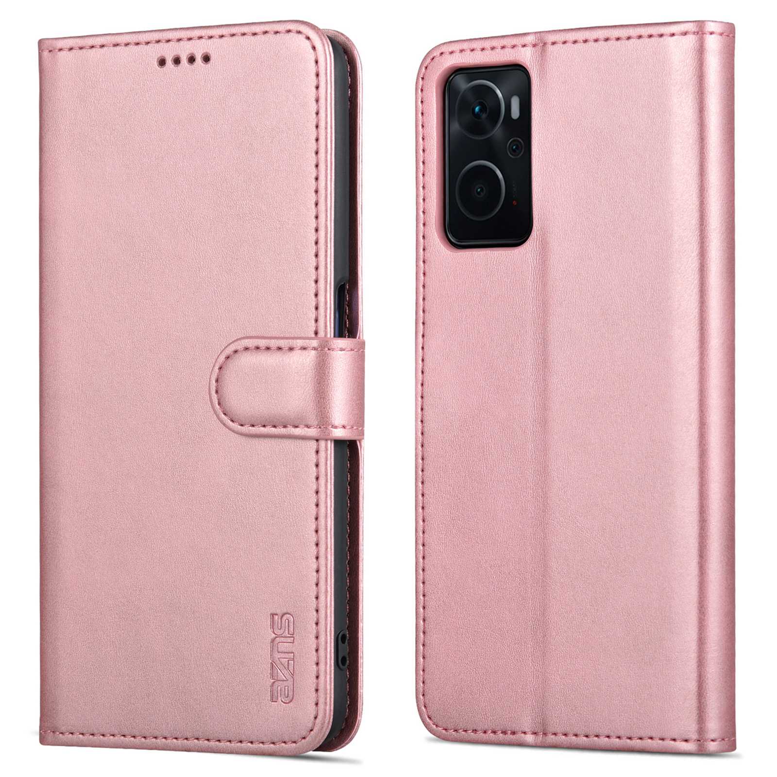 

Azns Für Oppo K10 4G/Realme 9i PU Leder Faltbare Ständer Phone Hülle Brieftasche Magnetische Schließschale - Roségold, Oppo K10 4G
