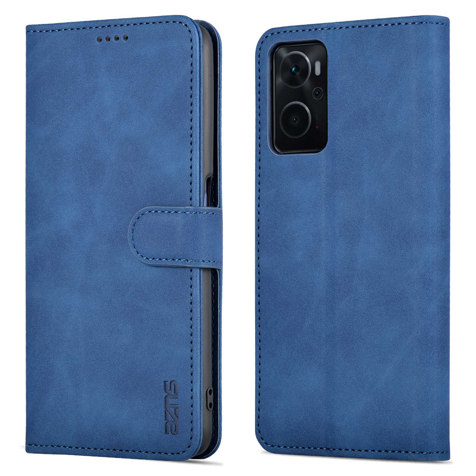 

Azns Für Oppo K10 4G/Realme 9i PU Leder Faltbare Ständer Phone Hülle Brieftasche Magnetische Schließschale - Blau, Oppo K10 4G