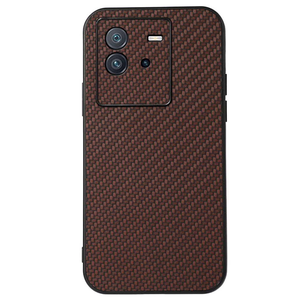 

Kohlefaser -telefongehäuse Für Vivo Iqoo Neo6, PU -leder -pc + TPU Hybridabdeckung - Braun, vivo iQOO Neo6 5G