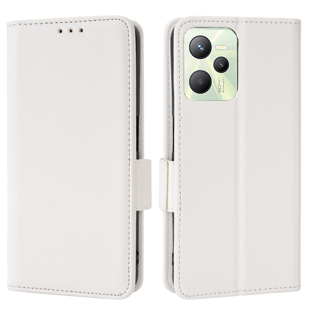 

Litchi Textur PU Ledertasche Für Realme C35, Seitenmagnetverschluss Brieftasche Schutzschutzabdeckung - Weiß, Realme C35 4G