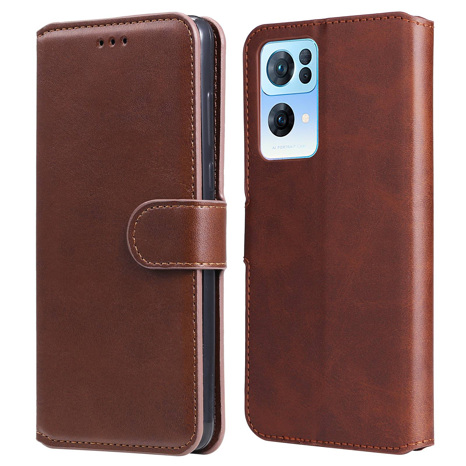 

Für Oppo Reno7 Pro 5G Wallet Stand Feature Feature PU Leder + TPU -schutzhülle - Braun, Oppo Reno7 Pro 5G