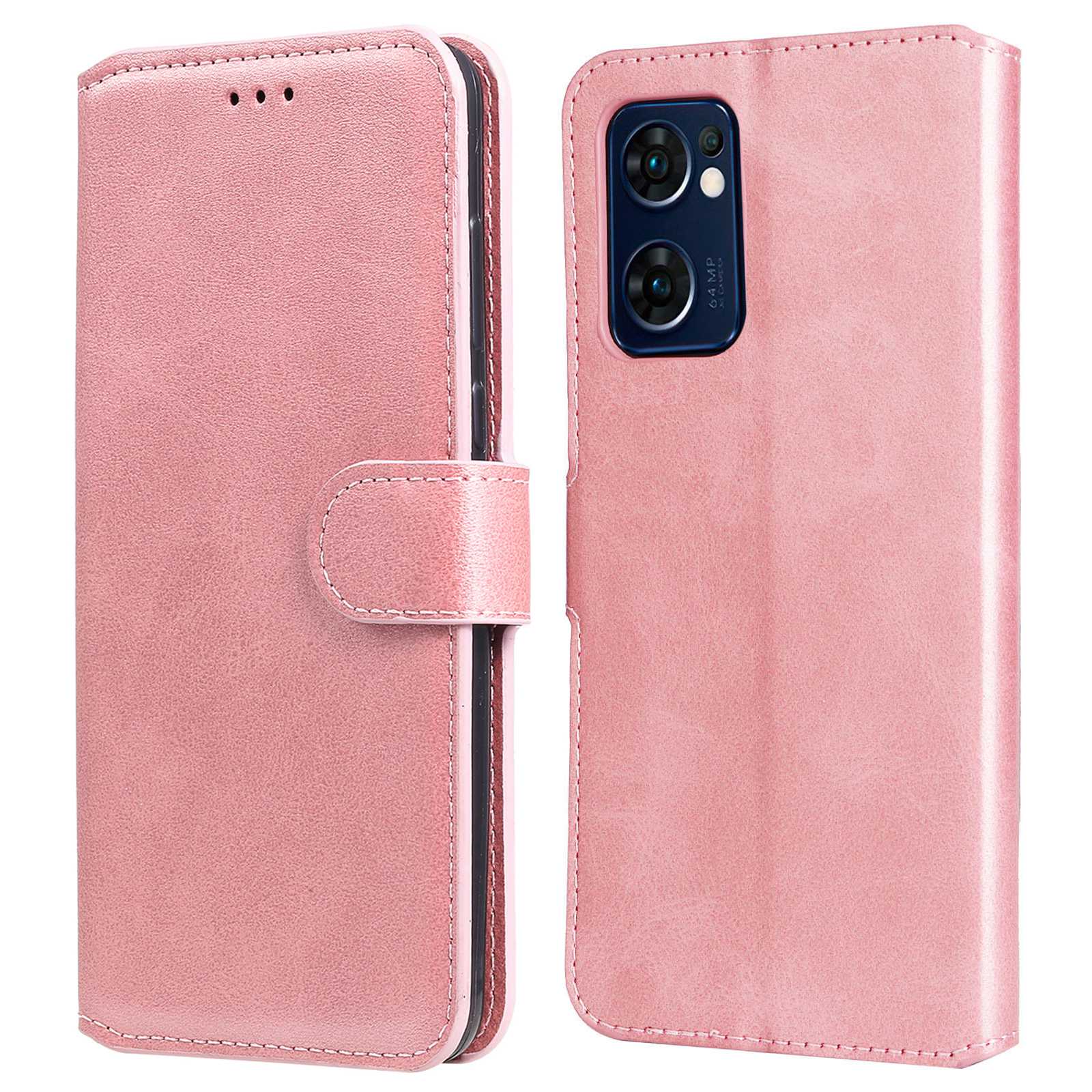 

Für Oppo Reno7 5G (global)/find X5 Lite PU Leder -deckungs -wallet -standfunktion Innere TPU -hülle - Roségold, Oppo Reno7 5G (Global)