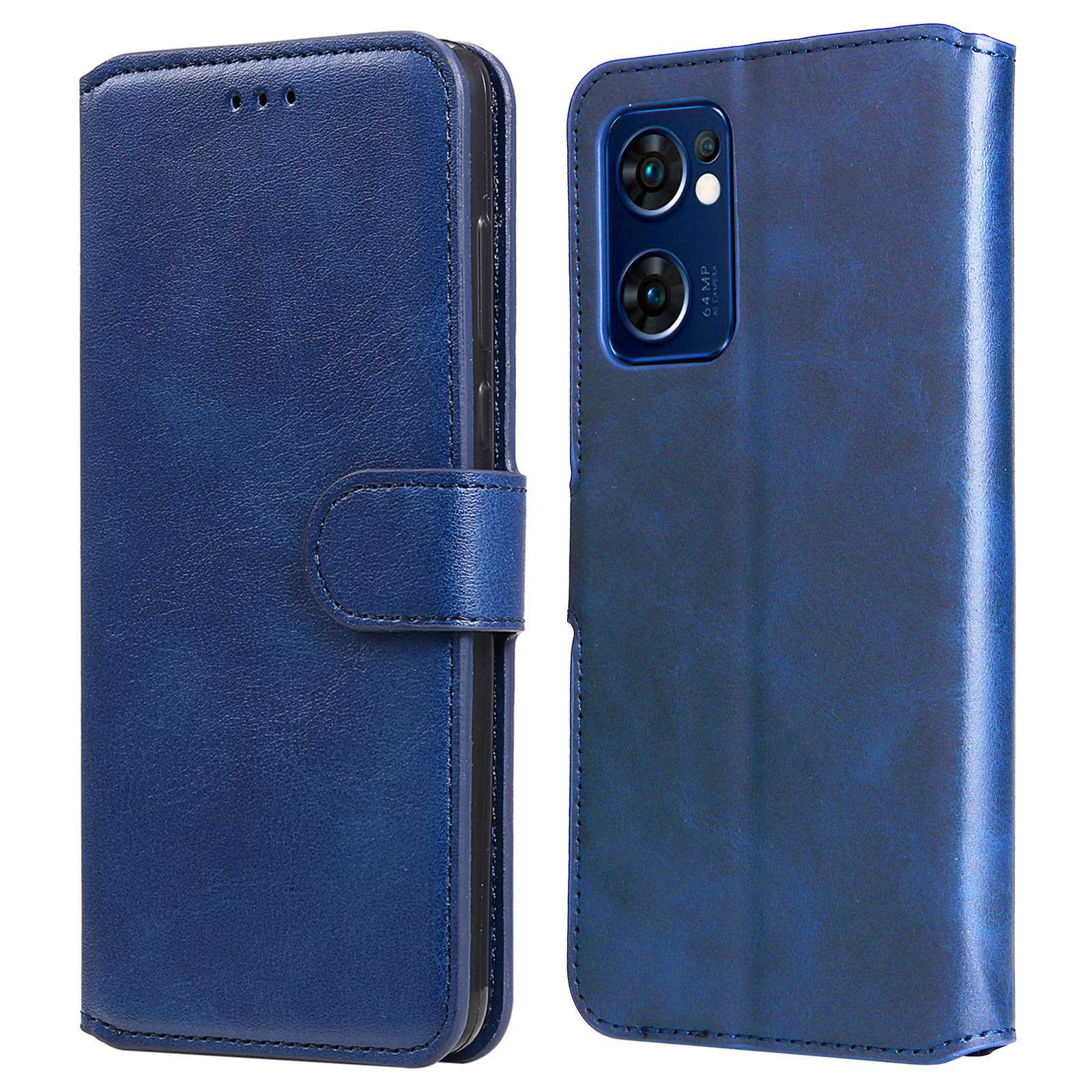 

Für Oppo Reno7 5G (global)/find X5 Lite PU Leder -deckungs -wallet -standfunktion Innere TPU -hülle - Blau, Oppo Reno7 5G (Global)