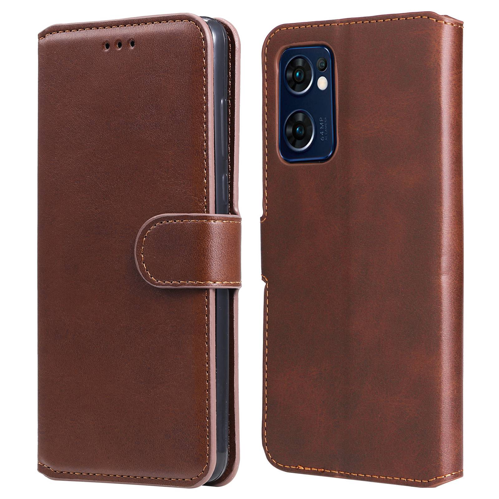 

Für Oppo Reno7 5G (global)/find X5 Lite PU Leder -deckungs -wallet -standfunktion Innere TPU -hülle - Braun, Oppo Reno7 5G (Global)