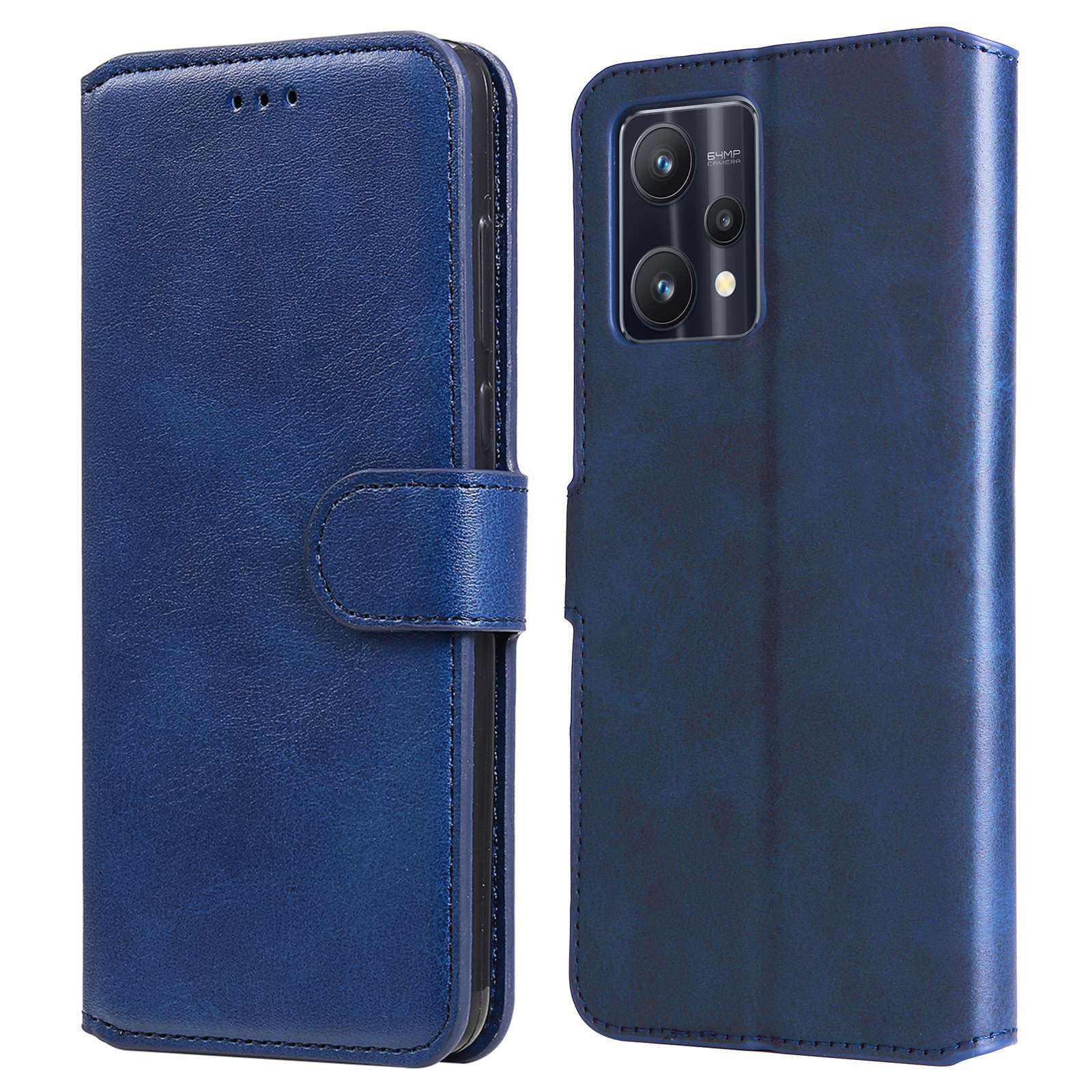 

Für Realme 9 Pro/V25 PU Leder Folio Flip Wallet Wective Case Viewing Ständer Telefonabdeckung - Blau, Realme 9 Pro 5G