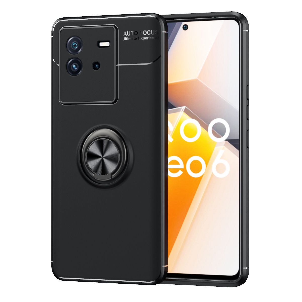 

Für Vivo Iqoo Neo6 Soft TPU Hülle Protective Phone Shell Mit Metallring -kickstand - Schwarz, vivo iQOO Neo6 5G