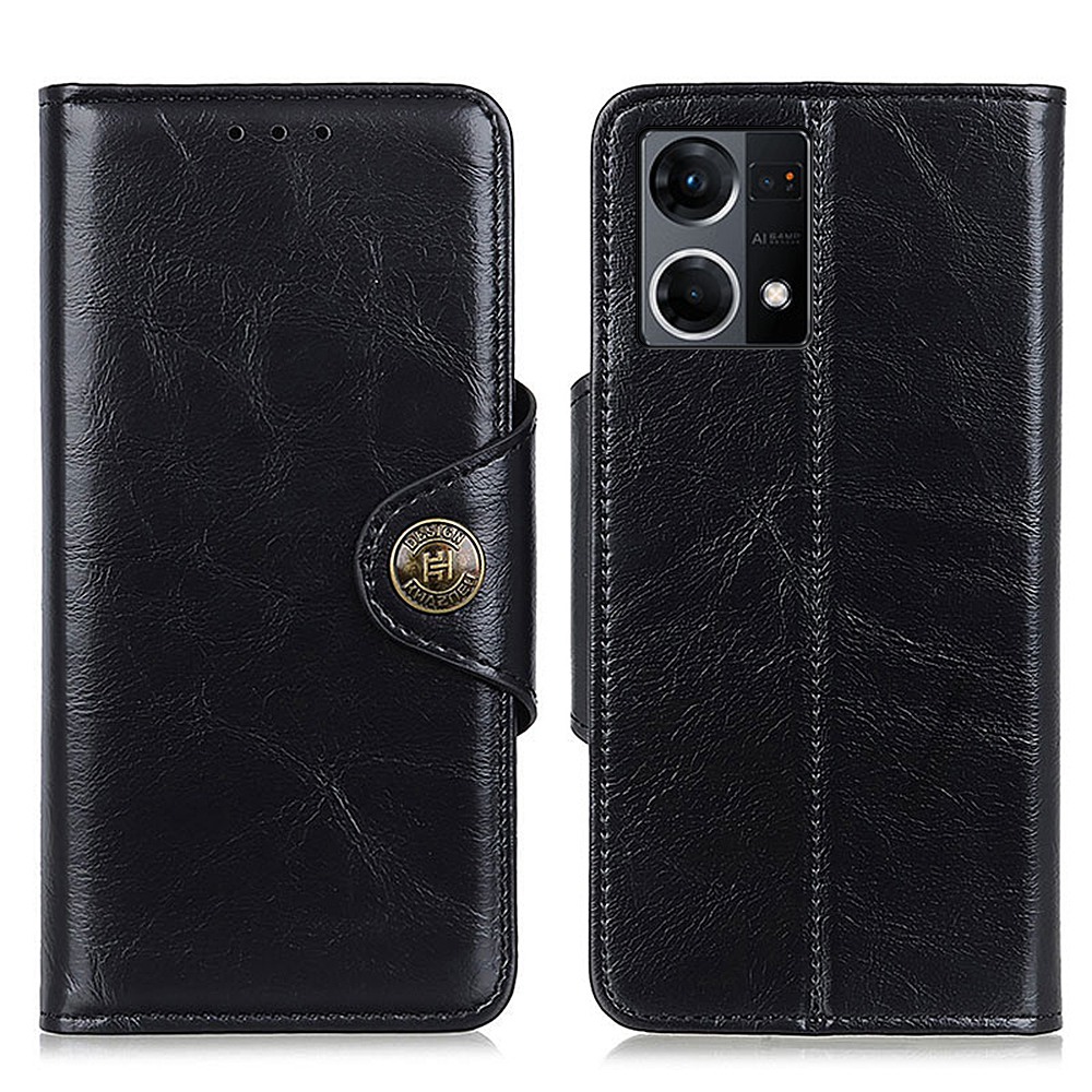 

Khazhen PU Leder Flip Hülle Für Oppo Reno7 4G/F21 Pro 4G, Brieftasche Ganzkörperschutz Ständer Schutz Telefonabdeckung - Schwarz, Oppo Reno7 4G
