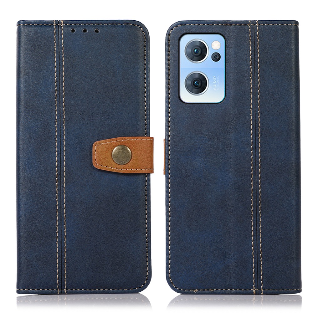 

Für Oppo Reno7 5G (global)/find X5 Lite 5G Wallet Feature Telefonschale Strukturierte PU -lederständer Hülle - Saphir, Oppo Reno7 5G (Global)