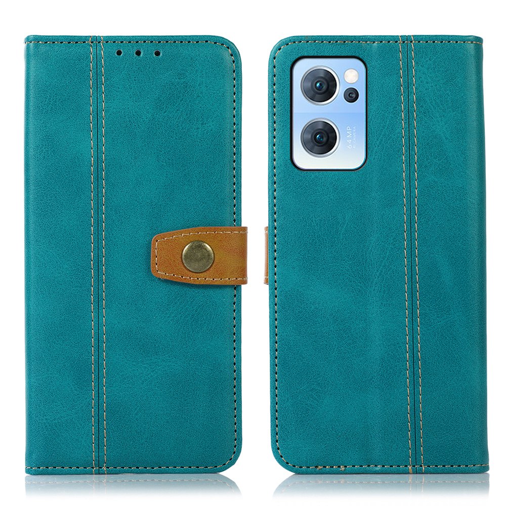 

Für Oppo Reno7 5G (global)/find X5 Lite 5G Wallet Feature Telefonschale Strukturierte PU -lederständer Hülle - Hellgrün, Oppo Reno7 5G (Global)