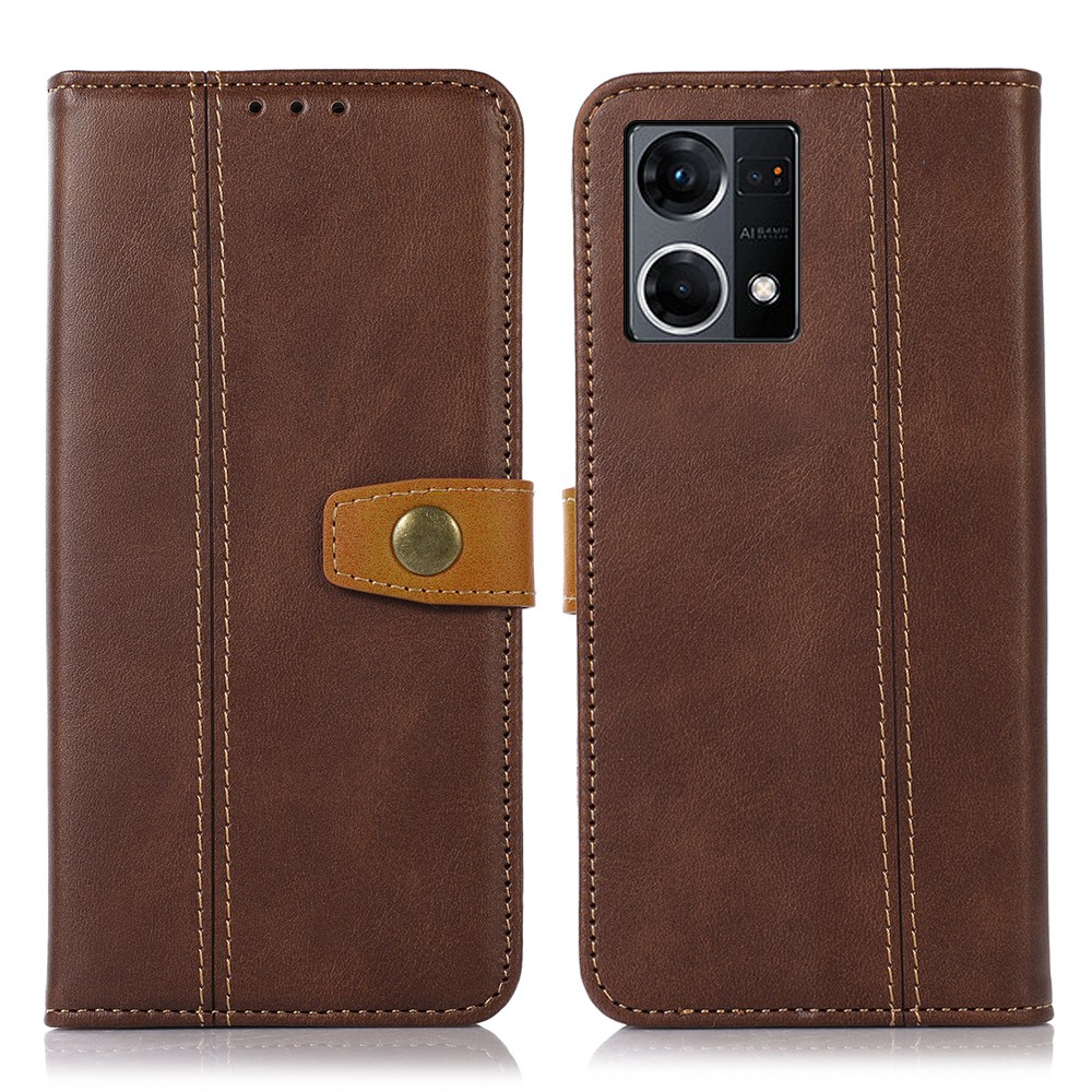 

Für Oppo Reno7 4G/F21 Pro 4G Vollschutz Brieftasche Design Metallmagnetverschluss Strukturierte Lederhülle Hülle Hülle - Kaffee, Oppo Reno7 4G