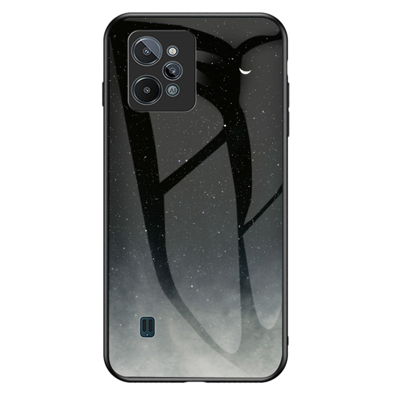 

Für Realme C31 Stylish Starry Sky Muster Tempered Glas Back Case Hard PC+TPU -schutzabdeckung - Sternenmond, Realme C31