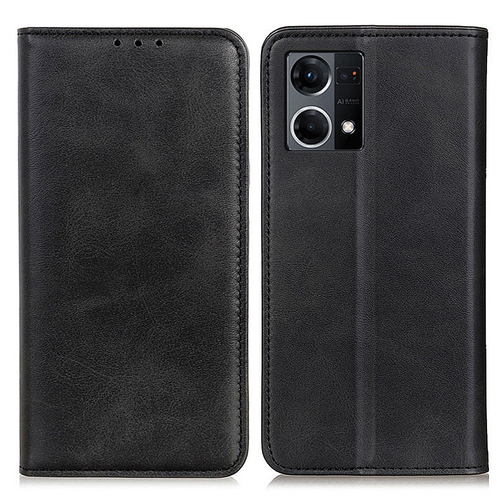 

Für Oppo Reno7 4G/F21 Pro 4G Folio Wallet Deckabdeckung Klappständer Geteiltes Lederschockdicht TPU -verteidiger Magnetic Absorption Phone Hülle - Schwarz, Oppo Reno7 4G