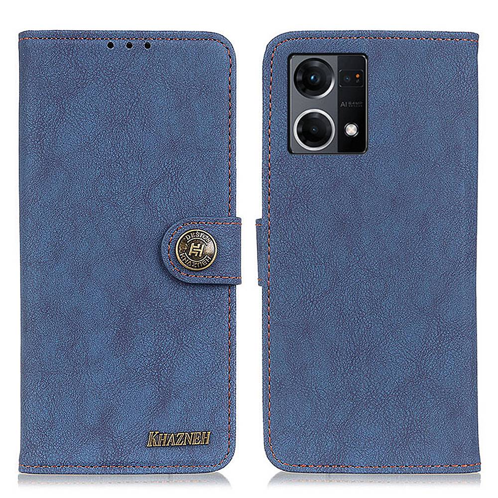

Khazhen Für Oppo Reno7 4G/F21 Pro 4G Vintage Split Leder Hülle Stich Ständer Stoßdämpfer Schützling Flip Wallet Wallet Abdeckung - Blau, Oppo Reno7 4G