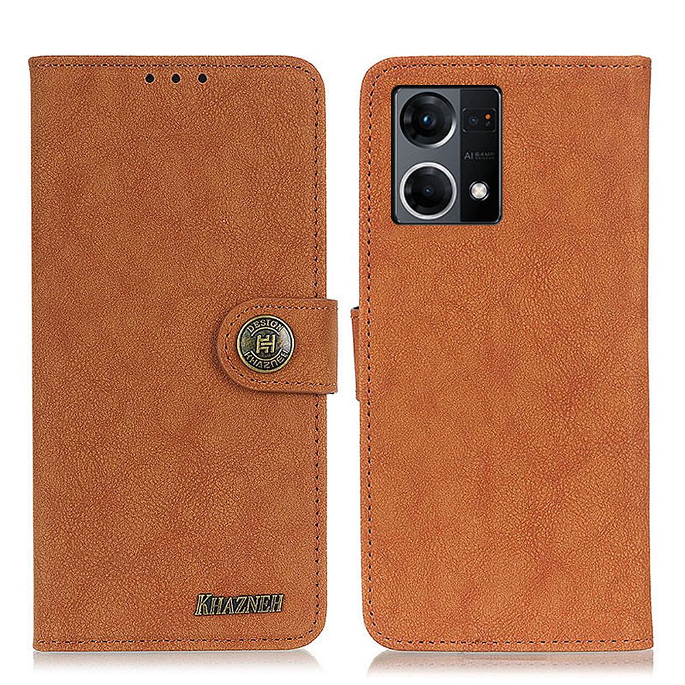 

Khazhen Für Oppo Reno7 4G/F21 Pro 4G Vintage Split Leder Hülle Stich Ständer Stoßdämpfer Schützling Flip Wallet Wallet Abdeckung - Braun, Oppo Reno7 4G